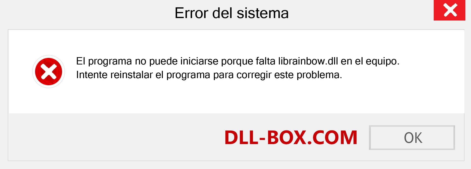 ¿Falta el archivo librainbow.dll ?. Descargar para Windows 7, 8, 10 - Corregir librainbow dll Missing Error en Windows, fotos, imágenes