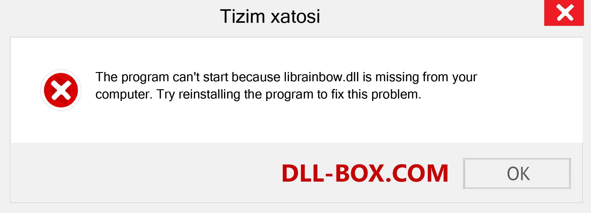 librainbow.dll fayli yo'qolganmi?. Windows 7, 8, 10 uchun yuklab olish - Windowsda librainbow dll etishmayotgan xatoni tuzating, rasmlar, rasmlar